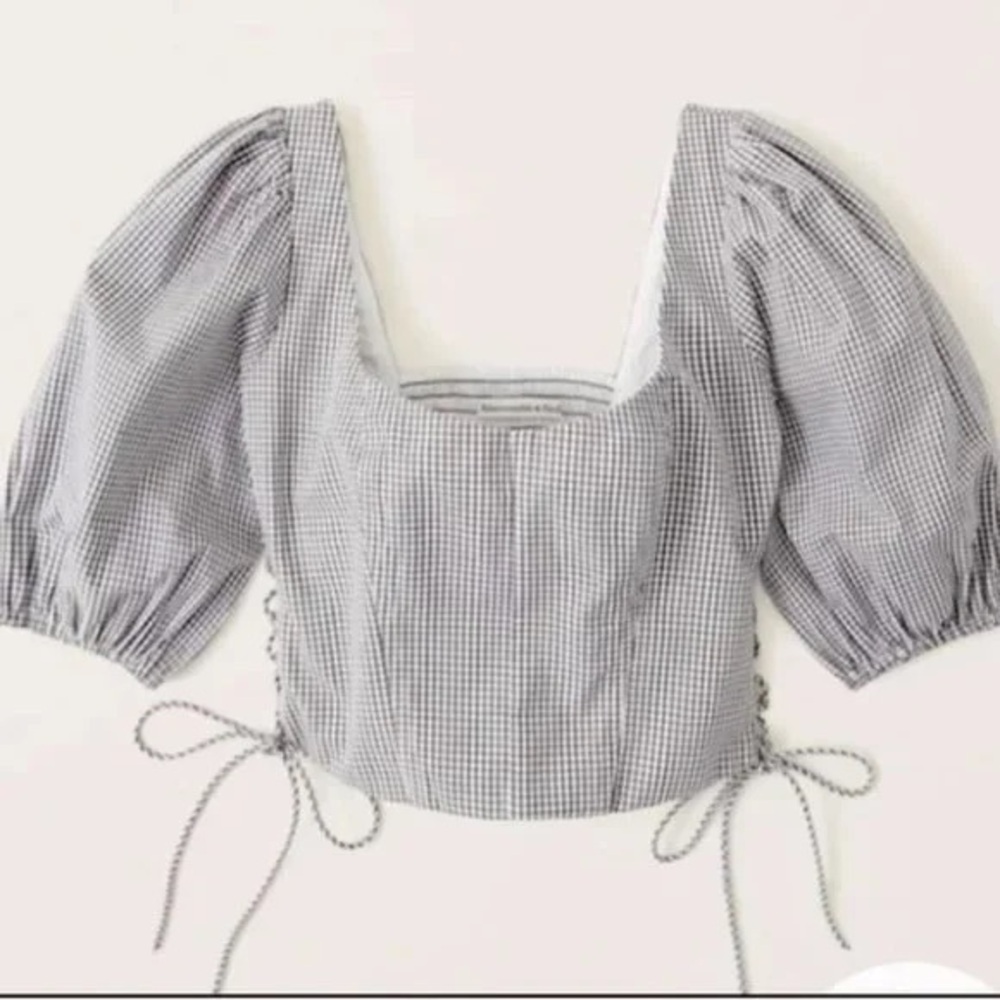 New | Abercrombie & Fitch - Lace-Up Poplin Corset Scoopneck Top | M